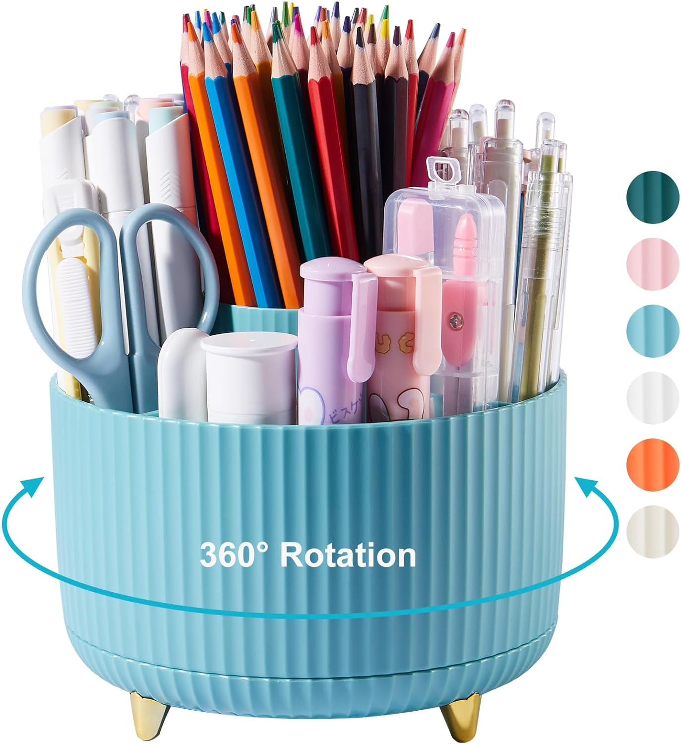 Desk Pencil Pen Holder, Rotating Desk Pen Organizers for Desk, Desktop Storage, Stationery Supplies for Office, School, Home -5 Slots Desk Pencil Pen Holder, Rotating Desk Pen Organizers for Desk, Desktop Storage, Stationery Supplies for Office, School, Home -5 Slots